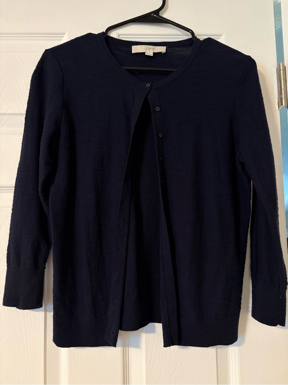 LOFT Women's Black Lightweight Button-Front Cardigan
